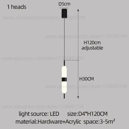 Modern minimalist black & white led staircase chandelier living room