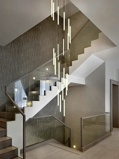 Modern minimalist black led staircase chandelier hallway light