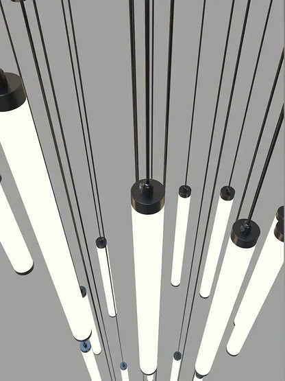 Modern minimalist black led staircase chandelier hallway light