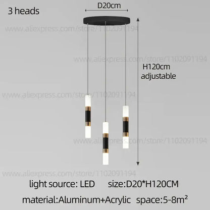 Modern black & gold led staircase chandelier staircase pendant light