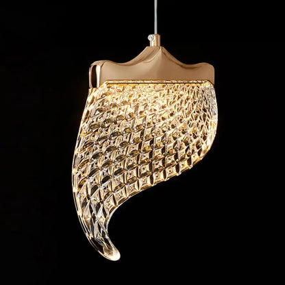 Modern golden shell led staircase chandelier dining room