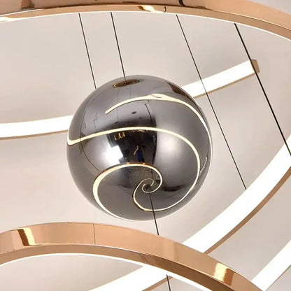Modern gold spiral led staircase chandelier pendant light stairway