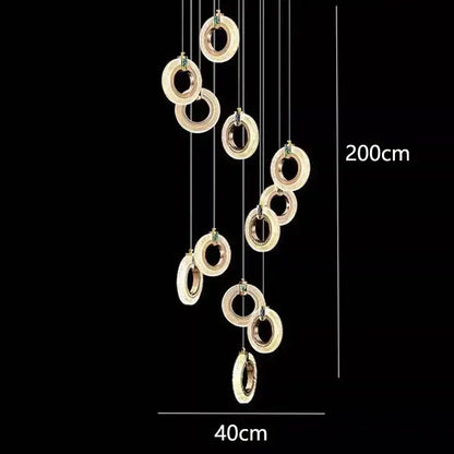 Modern gold and green crystal led staircase chandeliers living room