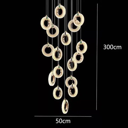 Modern gold and green crystal led staircase chandeliers living room