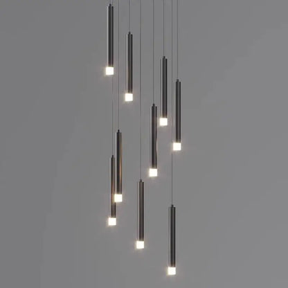 Modern black led staircase chandeliers for living room decor