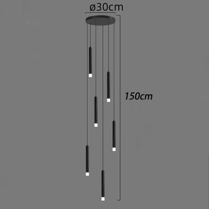 Modern black led staircase chandeliers for living room decor