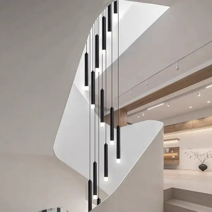 Modern black led staircase chandeliers for living room decor