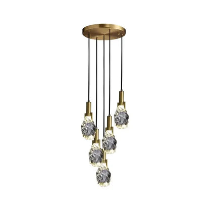 Modern gold crystal led staircase chandeliers living room pendant light