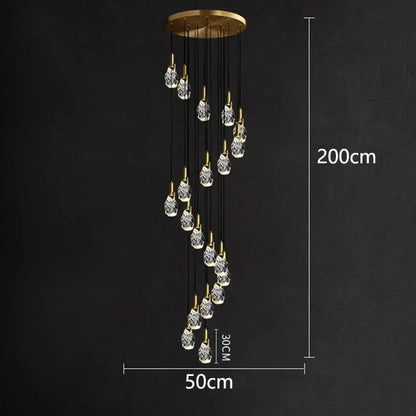Modern gold crystal led staircase chandeliers living room pendant light