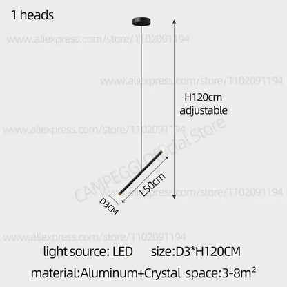 Modern black led staircase pendant chandelier dining room light