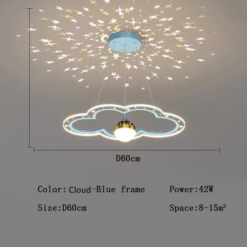 Pink & white led star chandelier bedroom cloud light