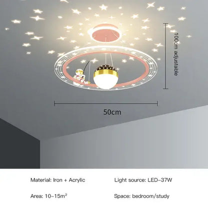 Pink & white led star chandelier bedroom cloud light