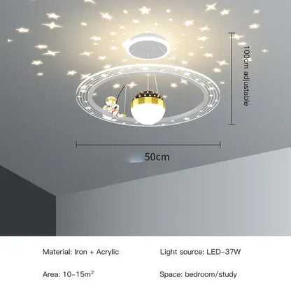 Pink & white led star chandelier bedroom cloud light