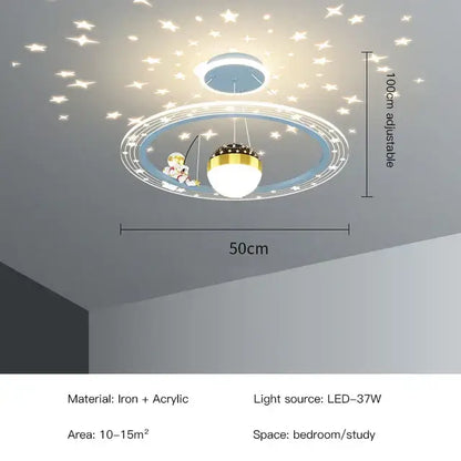 Pink & white led star chandelier bedroom cloud light