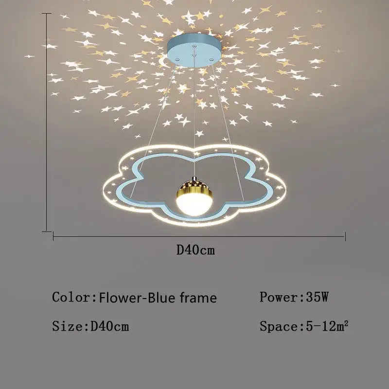 Pink & white led star chandelier bedroom cloud light