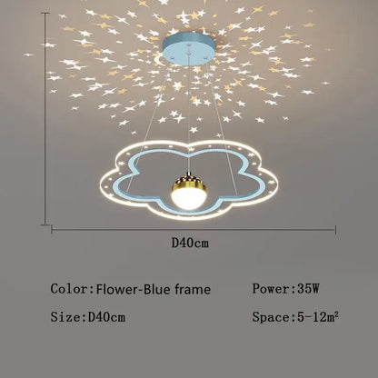Pink & white led star chandelier bedroom cloud light
