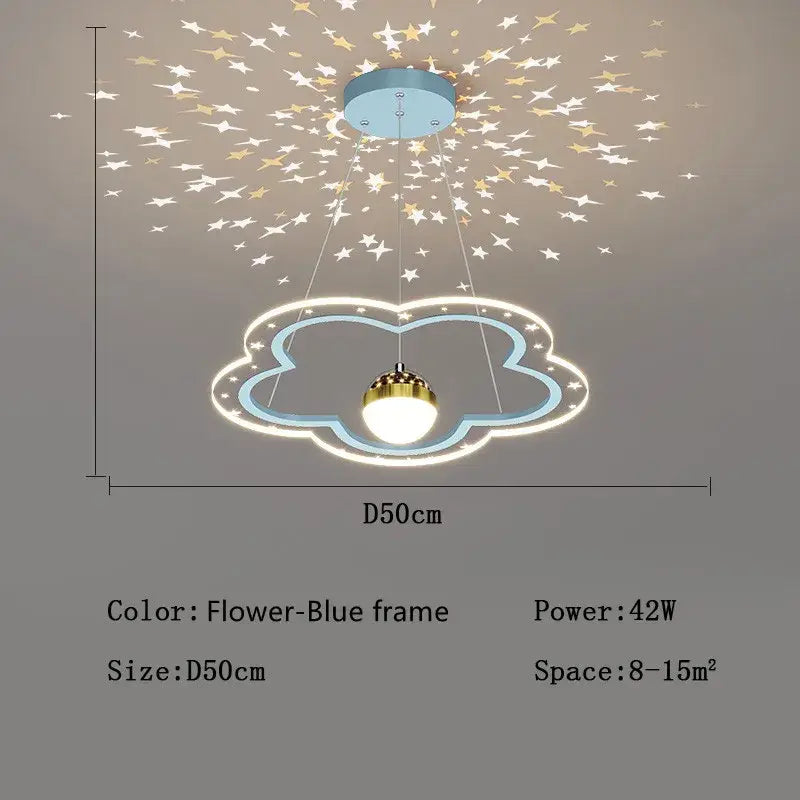 Pink & white led star chandelier bedroom cloud light