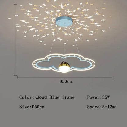 Pink & white led star chandelier bedroom cloud light
