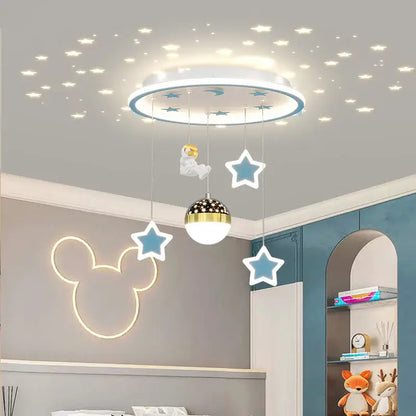 Pink & white led star chandelier bedroom cloud light