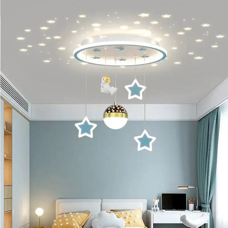 Pink & white led star chandelier bedroom cloud light