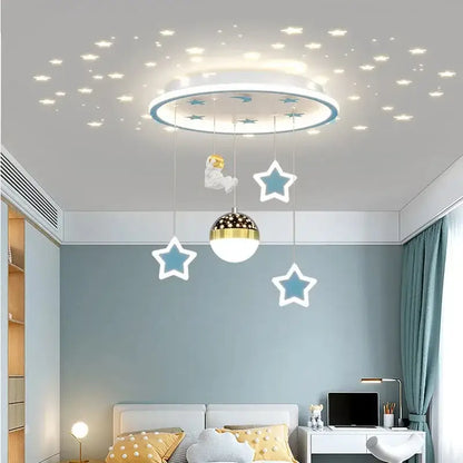 Pink & white led star chandelier bedroom cloud light