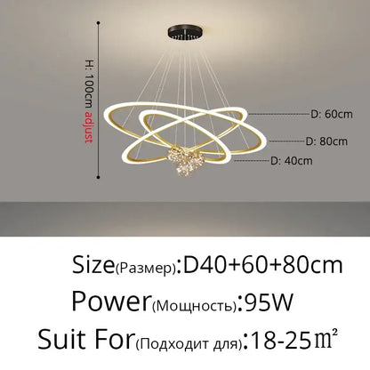 Modern black & white led star chandeliers living room ring light