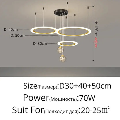 Modern black & white led star chandeliers living room ring light
