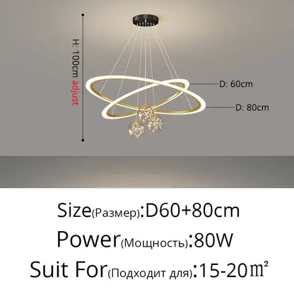 Modern black & white led star chandeliers living room ring light