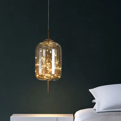 Luxury golden glass led starry sky pendant lights for living room
