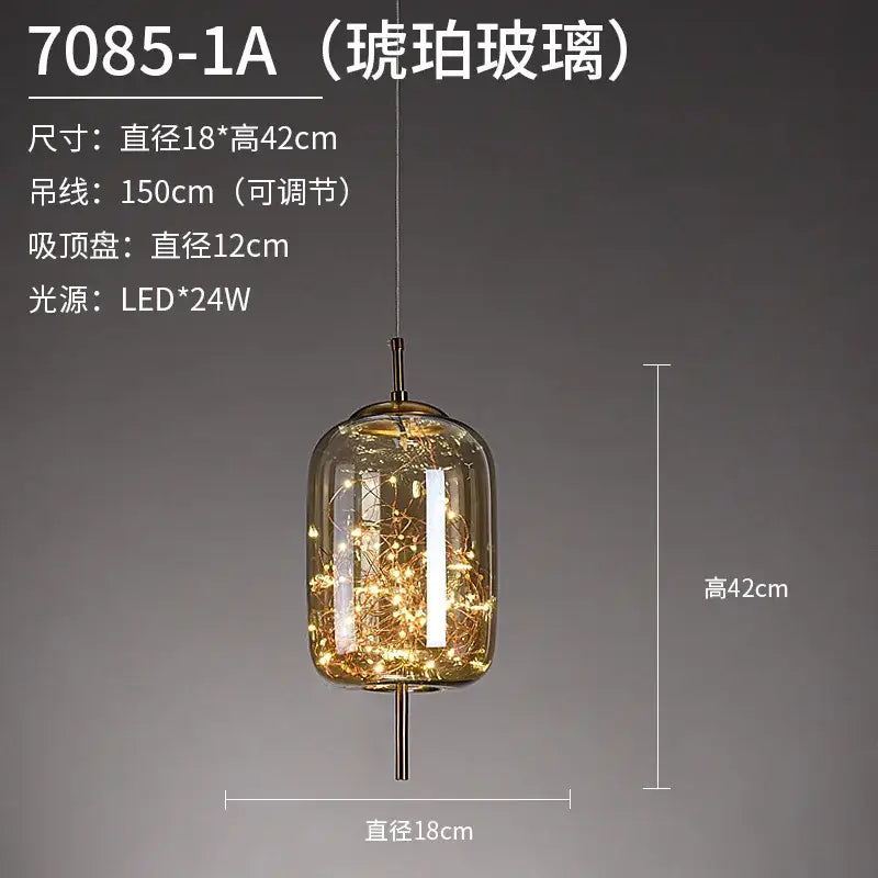 Luxury golden glass led starry sky pendant lights for living room