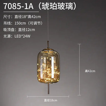 Luxury golden glass led starry sky pendant lights for living room