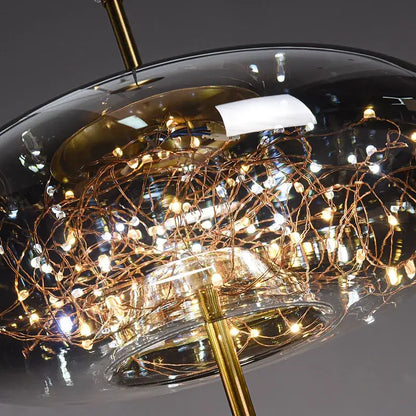Luxury golden glass led starry sky pendant lights for living room