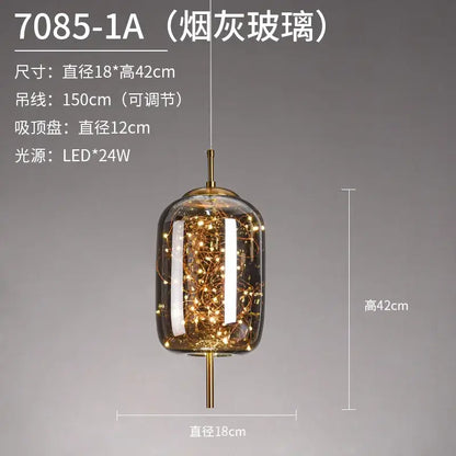 Luxury golden glass led starry sky pendant lights for living room