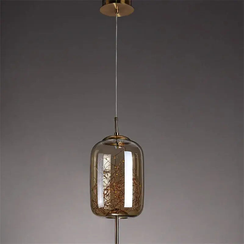 Luxury golden glass led starry sky pendant lights for living room