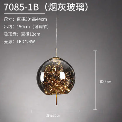 Luxury golden glass led starry sky pendant lights for living room