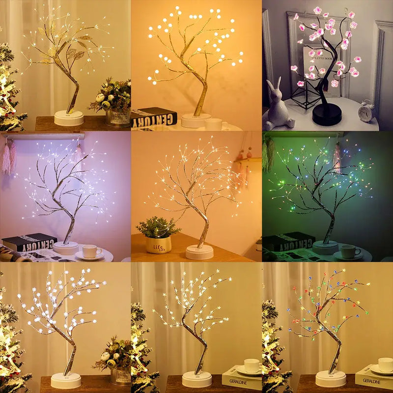 Led starry tree table lamp bedroom fairy night light