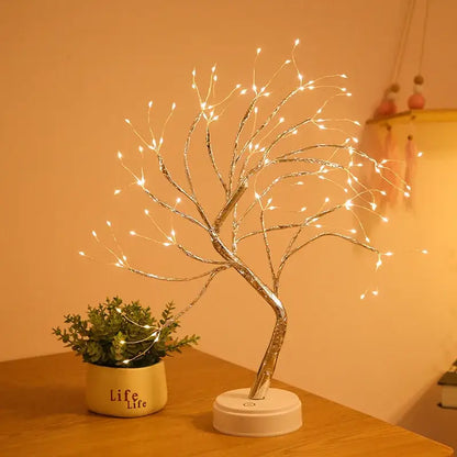 Led starry tree table lamp bedroom fairy night light