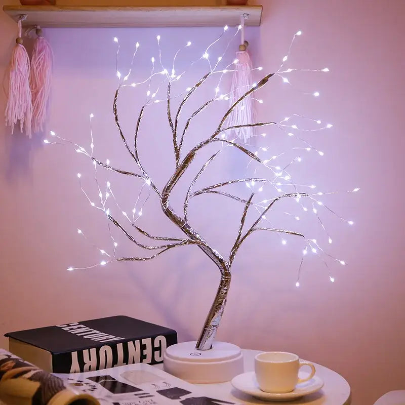 Led starry tree table lamp bedroom fairy night light