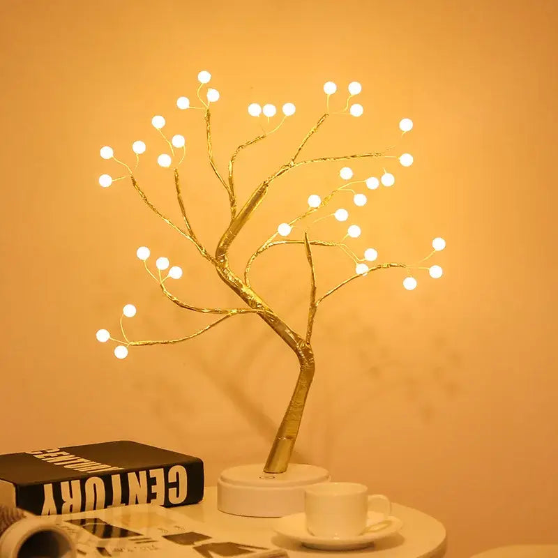 Led starry tree table lamp bedroom fairy night light