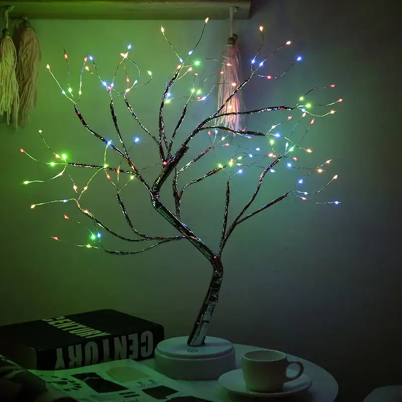 Led starry tree table lamp bedroom fairy night light