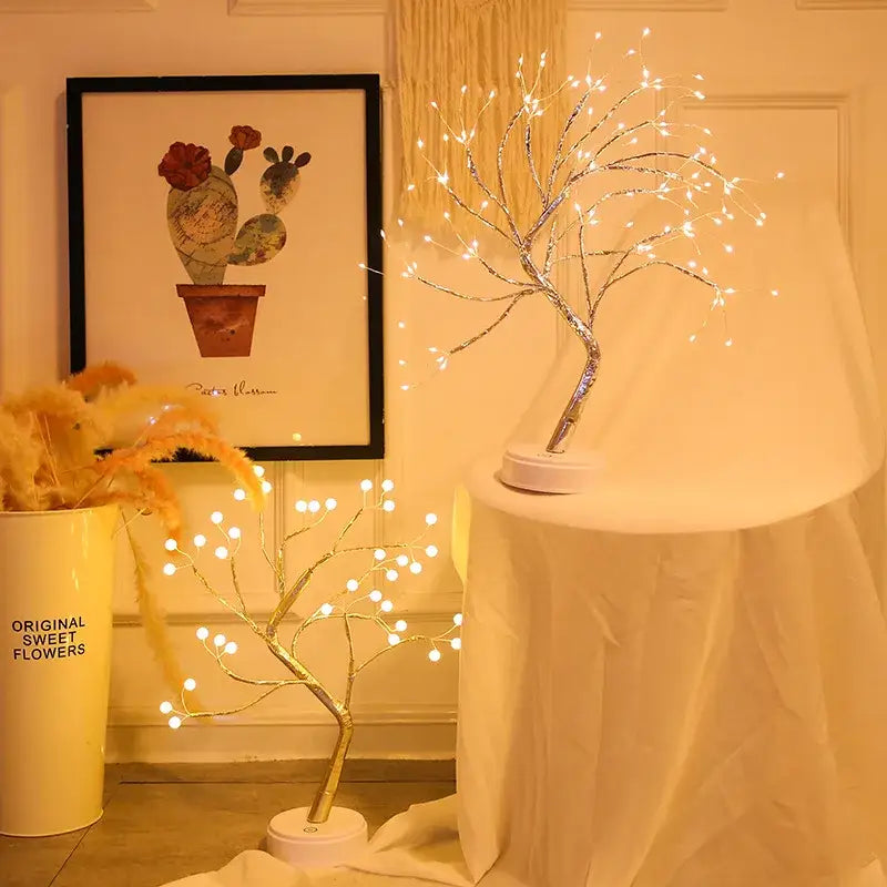 Led starry tree table lamp bedroom fairy night light