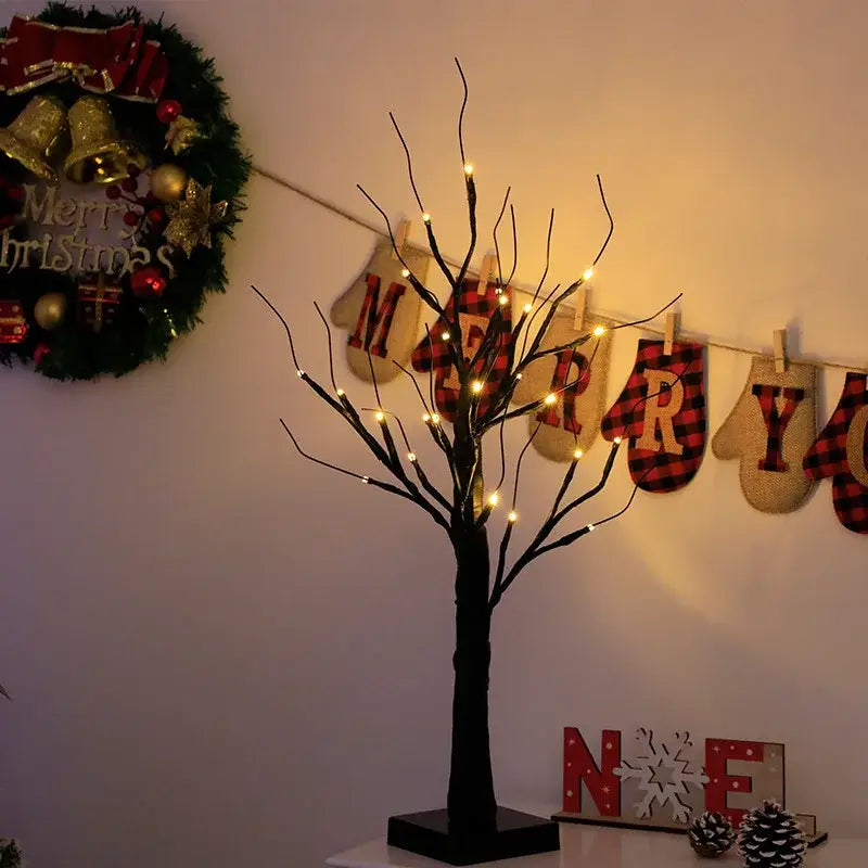 Led starry tree table lamp bedroom fairy night light