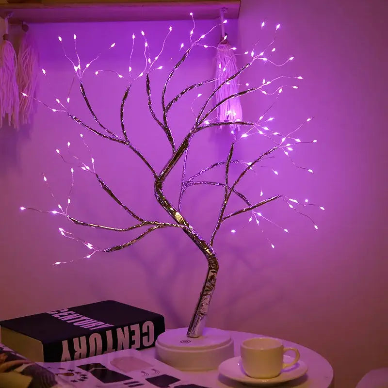 Led starry tree table lamp bedroom fairy night light