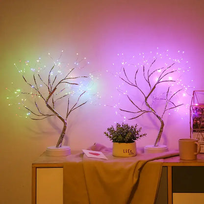 Led starry tree table lamp bedroom fairy night light