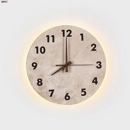 Modern yellow stone clock wall lamp bathroom backlight mirror light