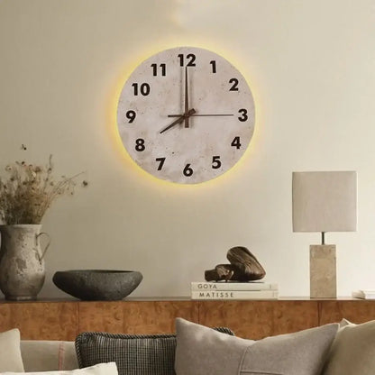 Modern yellow stone clock wall lamp bathroom backlight mirror light