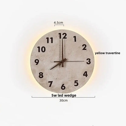 Modern yellow stone clock wall lamp bathroom backlight mirror light