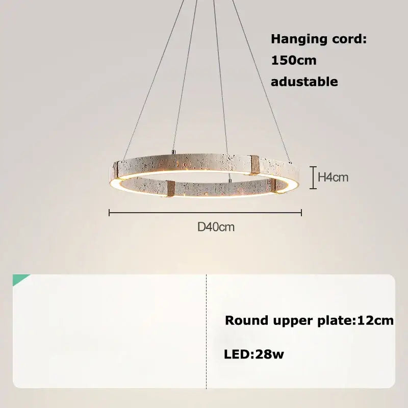 Textured metallic led stone ring chandelier dining room pendant light