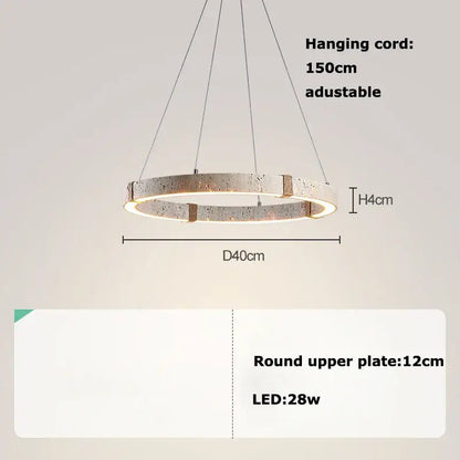 Textured metallic led stone ring chandelier dining room pendant light