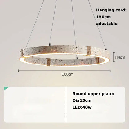 Textured metallic led stone ring chandelier dining room pendant light